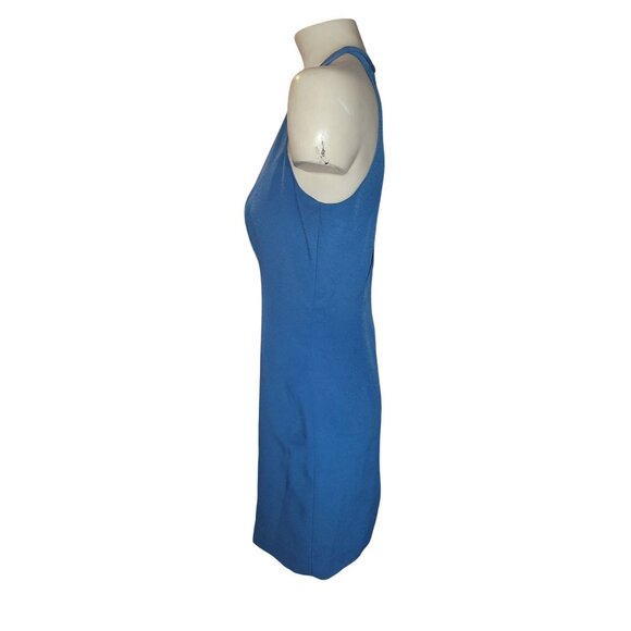 DONNA GRAY Blue Sleeveless Halter-Neck‎ Dress  Back Button Closure Knee-Length S - Picture 6 of 7